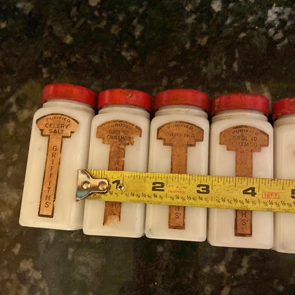 GRIFFITH 1930s Milk Glass Spice Jars - Picture 4 of 6